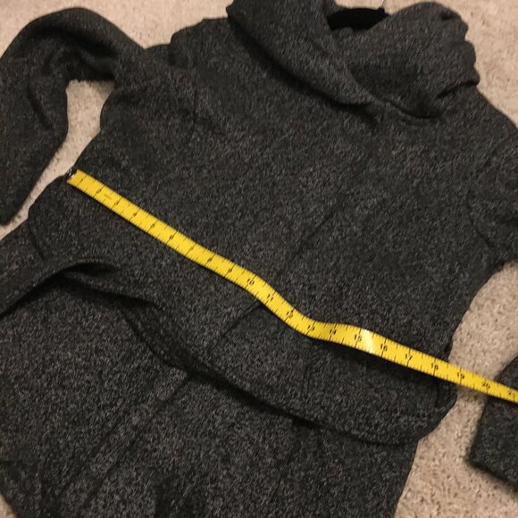 Hooded Button Up Charcoal Grey Cotton Blend Tie Waist Coat - Picture 12 of 15